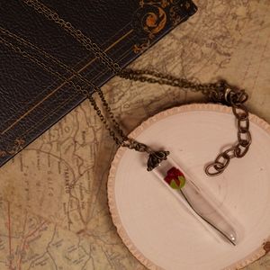 Beauty and the Beast Rose Pendant Antique Necklace